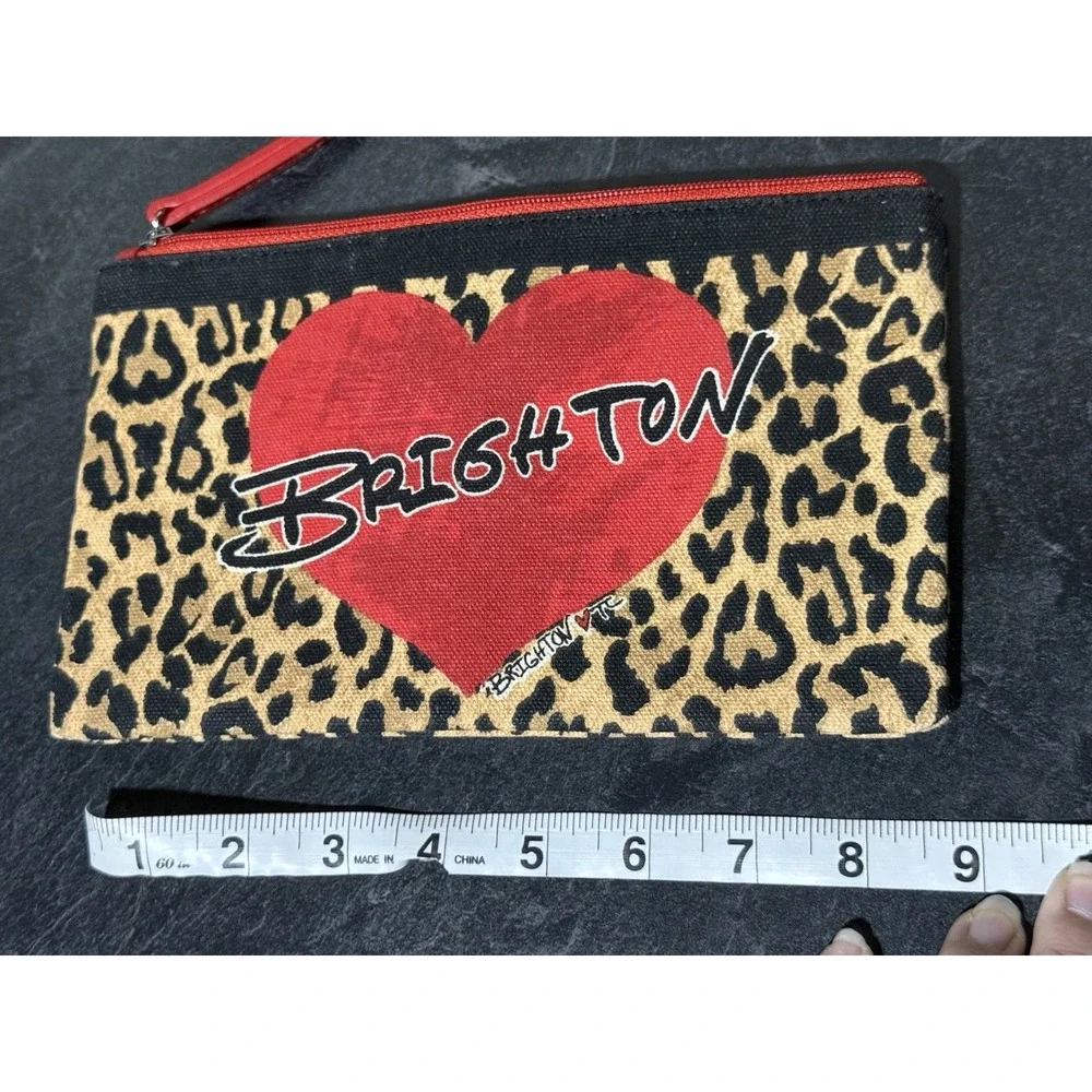 Brighton 2020 Cheetah Cotton Canvas Zippered Pouch Cosmetic Make-Up Bag 9x5.5
